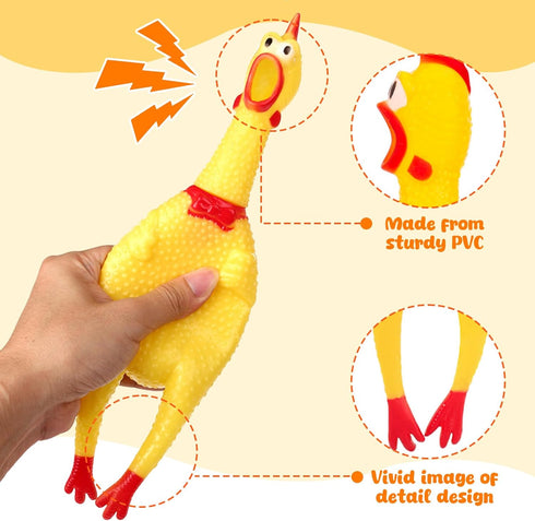 POPLAY Screaming Chicken, Squeaky Chicken Dog Toys Gag Gifts Prank Novelty Toy Party Favors for Kids Adults April Fools