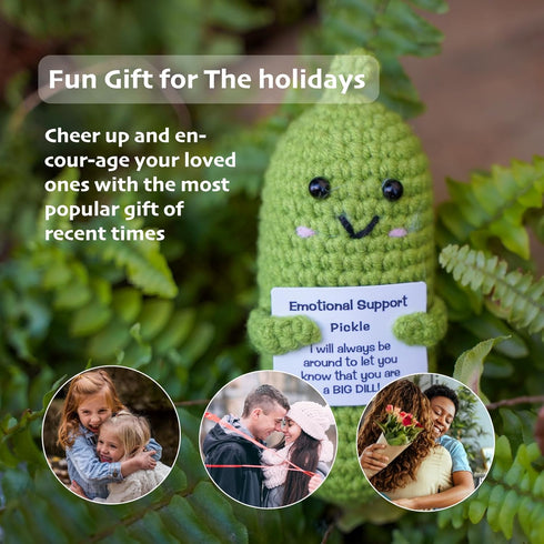 Letken Encouragement Pickle Plush Toys Positive Crochet Animals Gifts Encouragement Birthday Gifts, Christmas Stocking