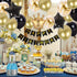 Birthday Party Decorations KIT - Happy Birthday Banner, Gold Crown Balloon, Gold and Black Latex Balloons