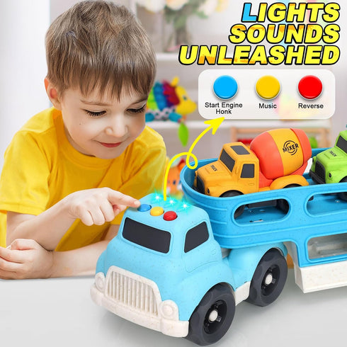2 3 4 3 1 2-4, Toddler Toys for Year Old Boys, Wheat Straw Toy Cars, No BPA Dump Truck, Mixer Cement, in Transport