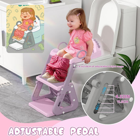 Gliizee mall 2 1 Potty Training Seat, Upgrade in Potty Training Toilet with Step Stool Foldable Toddler Toilet Seat