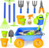 Wheelbarrow Set 10 4 Set deAO Kids Garden Wagon and Gardening Tools Play Includes Accessories and Plant Pots,Great