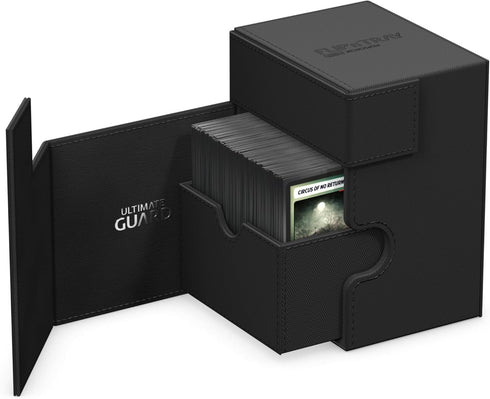 Ultimate Guard Flip 'n' Tray 133+ Deck Case for 133 Double-Sleeved TCG Cards + Dice Tray, Black