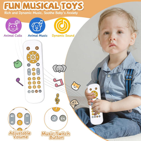 Orzbow Baby Remote Control Toy with Music and Realistic Light for 6 Months+, BPA Free, White, Infant Play
