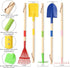 Egashow 5 28" Playset PCS Detatchble Kids Gardening Tools, Metal Beach Digging Toys with Sturdy Wooden Handle, Safe