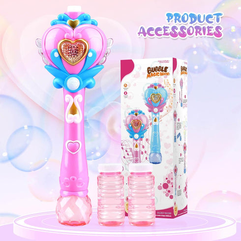 Beria Princess Toy Bubble Wand, Birthday Gifts for Girls 3-8, Light Up Bubbles Machine for Kids