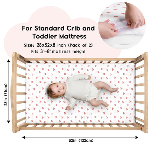 2 Pack 28x52x8in Yoofoss Baby Crib Sheets for Boys Girls, Fitted Crib Sheet for Standard Crib and Toddler Mattress