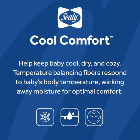 Sealy Baby Cool Comfort Waterproof Fitted Toddler Bed & Baby Crib Mattress Pad Cover, 52" x 28"