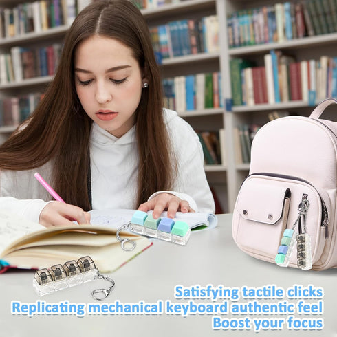 2 Keyboard Fidget Toy, PCS Fidget Keyboard Keychain Silent Keyboard Clicker Fidget Toy Stress Relief Anxiety Sensory