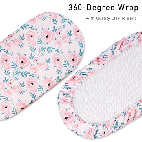 Set 2-Pack, Cozy 32"x16" Gllquen Baby Bassinet Sheets Breathable Bassinet Fitted Sheet Universal Fit Standard Mattress