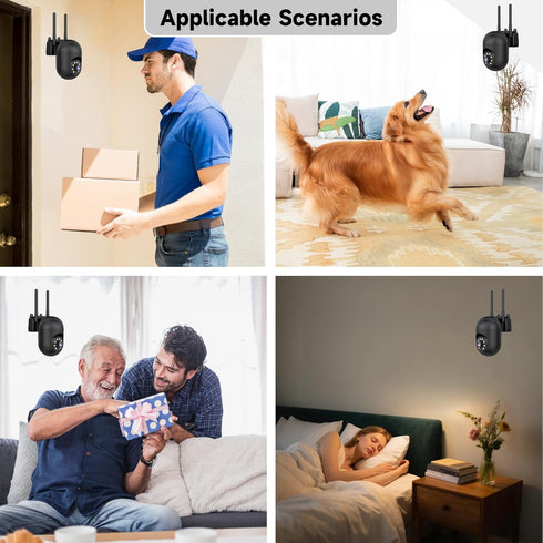 JAIOTlink 2K 2.4/5GHz 360 2-Way Security Camera Wired, Home WiFi Camera, PTZ Baby Monitor with Color Night Vision