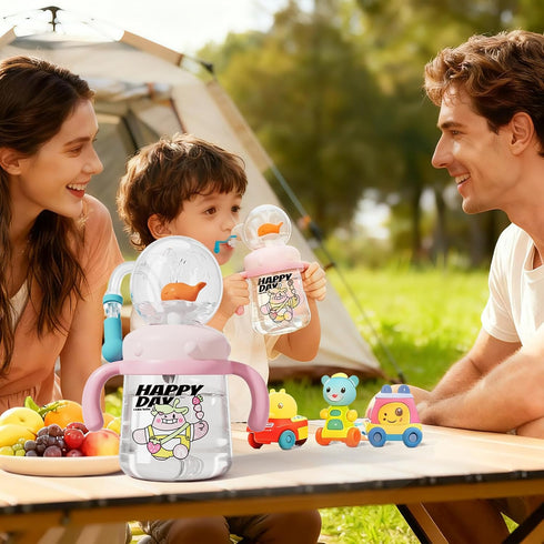10oz/300ml 1-3,Kids Comobebe Whale Fountain Cup for Kids Toddlers: Spill Proof Toddler Sippy,Straw Cup with Handle