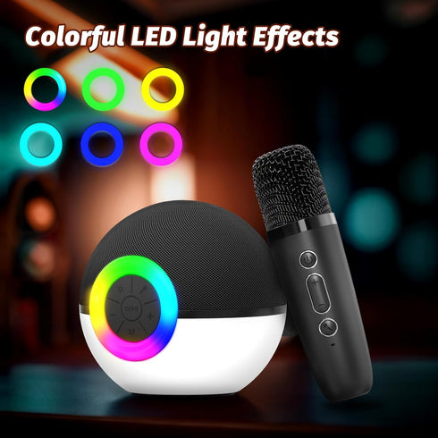 goopow 3 4 5 6 7 8+ (Black-2 Mini Karaoke Machine Speaker for Kids Adults, Portable Bluetooth Microphone Song Toys