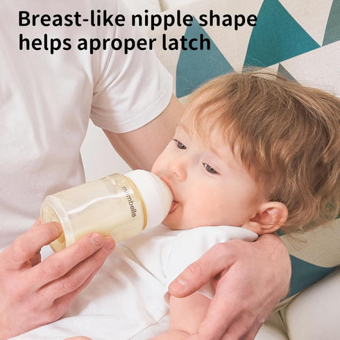 6oz, 0+ Mombella PPSU Baby Bottles Anti Colic Baby Bottle with Slow Soft Silicone Nipple, Milk Bottle for Newborn