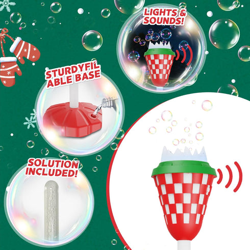 MLDKA Bubble Machine for Kids, Garden Lamp Bubble Toy with Colorful Lighting and Music for Toddlers, Rechargable