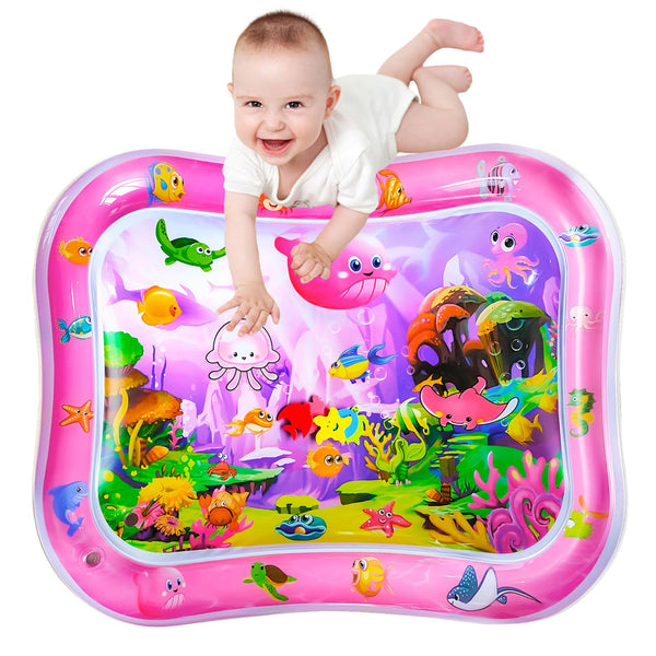 Extra Big Infant Toys, Baby Pink Water Play Mat, Tummy Time Toys, Fun Early Development Activity Play Center (39.5x31.5