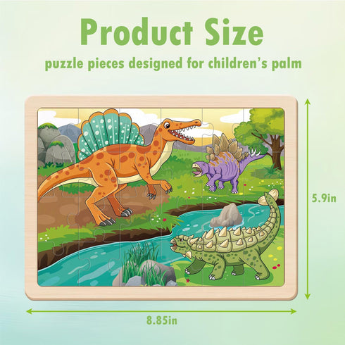 OGYZW 4-6, 4 Packs 24 3-5, Puzzles for Kids Ages Dinosaur Wooden Puzzles, Pieces Puzzles for Kids Ages Preschool