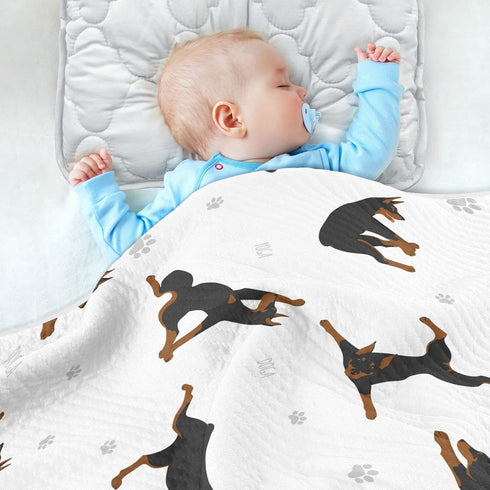 30" 40", Multi1 Swaddle Blanket Exercises Doberman Dog Cotton Blanket for Infants, Receiving Blanket, Lightweight Soft
