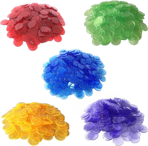 1000 Bingo Chips Markers Tokens - Plastic Discs for Bingo Game Set - Mixed Color