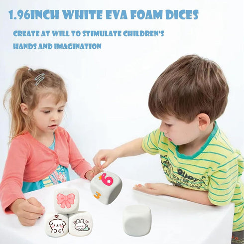 6PCS White EVA Foam Dices for Kids Graffiti, Building Blocks,Creative Painting