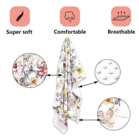 Set Baby Crib Include Crib Sheet, HNHUAMING Daisy Floral Baby Receiving Blanket, Nursing Pillow Cover for Boys Girls