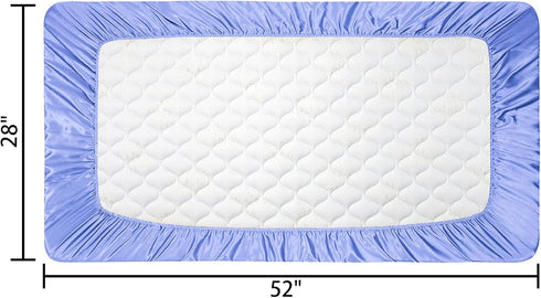 2 Pack Satin Soft Crib Sheet for Baby - Silky Mattress Sheet Blue and Green Unisex 52"x28"x8" Fitted Sheets