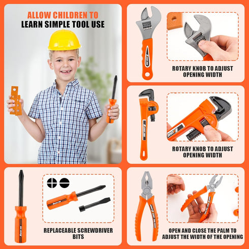 PANPAPA Toddlers-24-Piece 3-5 Tools for Toy Screwdriver & Kids Pliers Kit with Tool Bag, Realistic Construction Toys