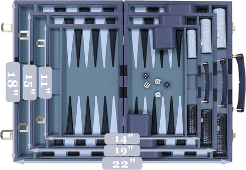 Backgammon Set Backgammon Set (15inch, - Classic Board Game with Premium Leather Case - Portable Travel Strategy Game