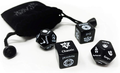 Citadel Black Character Randomizer Dice Set for Dungeons and Dragons 5th Edition, Randomize Class, Race, & Alignment