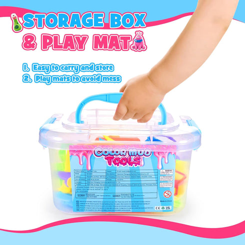 Set 3-8 30-Piece Toyze Playdough Tool for Year Olds | Playdough Accessory Kit with Animal Molds, Rolling Pin & Storage