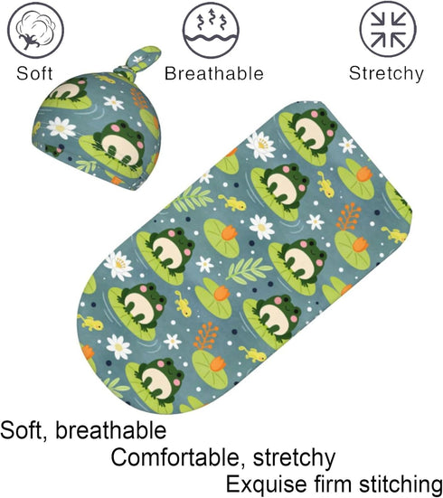 Jarverce Frog Swaddle Blanket, Soft Swaddling Blanket Baby Clothes, Frog Baby Stuff