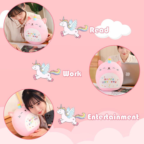 8 Inch) SQEQE Unicorn Cat Plush Kawaii Birthday Cat Plushies Pillow Cat Stuffed Animal Toy Soft Plushie Doll Gifts