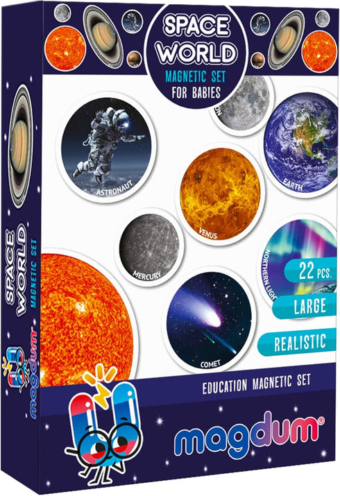 magdum 22 Solar System Fridge Magnets for Kids - - Realistic Space Magnets for Toddlers - Real Refrigerator Magnets