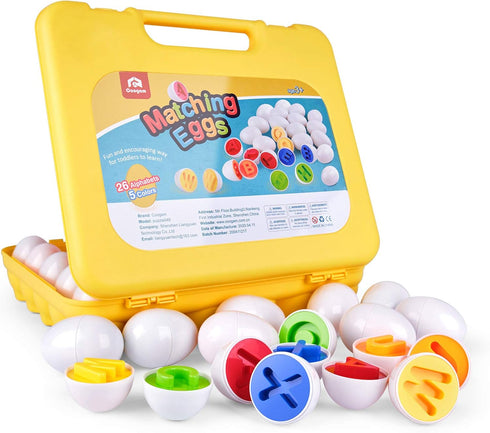 Coogam Letters Matching Eggs 26PCS ABC Alphabet Color Sorter Puzzle Easter Travel