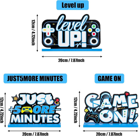 Frienda Video Game Party Centerpiece Table Level up Birthday Decorations Gamer Party Centerpieces Game Party Decorations Game On Pixelated Table Sign for Boys Kids Birthday Party (Blue)