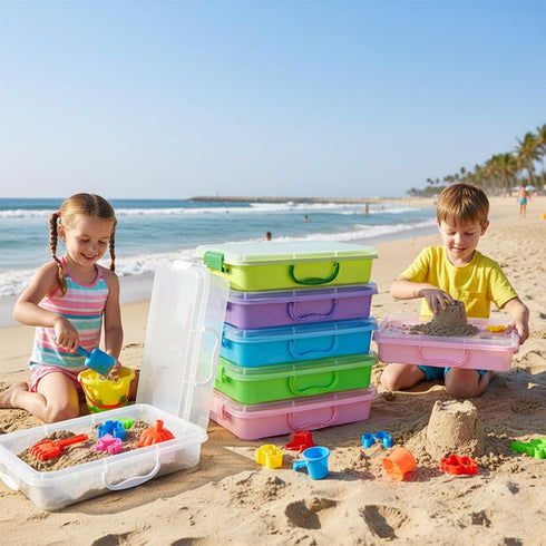 KAHDGSS Set Stackable Sand Tray with Lid Portable Sensory Bin for Art Storage Portable Sandbox Toy Organizers for Toy