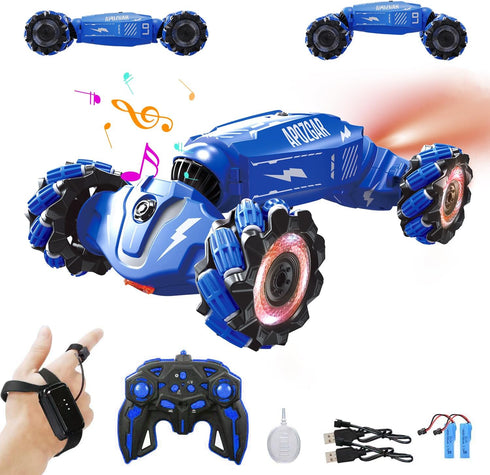 Upgraded Hand Gesture Sensing RC Stunt Car with Lights Music, Spray Drift Hand Gesture RC Car 360° Spins for Kids