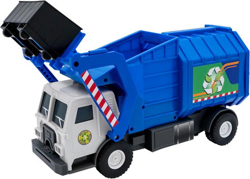 16 3 Mighty Fleet Action Drive Garbage Truck Toy MotionDrive Motorized Dumping, Flashing Lights & Real Engine/Backup