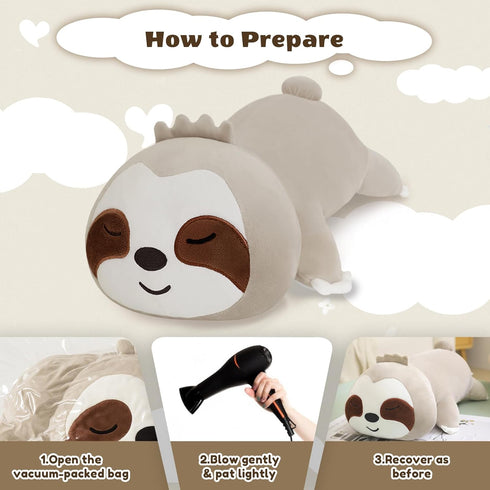 Finebee Boys(13.8" 1.6Lbs) Weighted Sloth Stuffed Animals, Cute Weighted Sloth Plush, Soft Stuffed Weighted Plushie