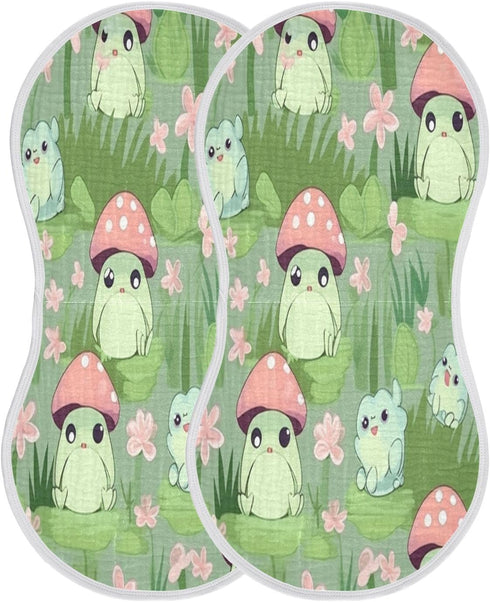 Bulletgxll Set 4, Cute Frogs Unisex Baby Burp Cloths of Soft Absorbent Organic Cotton Muslin Burping Cloths for Newborn