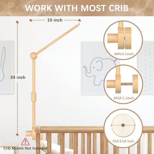 34 inch FEISIKE Baby Crib Mobile Arm, Mobile Arm for Crib Baby Mobile Hanger for Crib Nursery Decor Girls Boys Baby