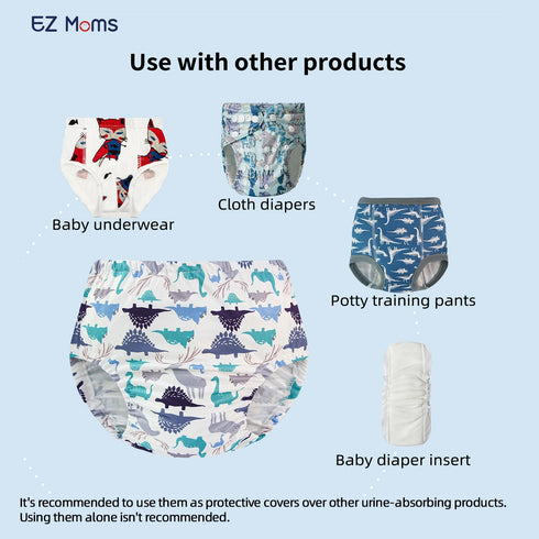 10 Pack 2T EZ Moms Cloth Diaper Cover for Boys Reusable Rubber Pants for Toddlers Plastic Diaper Covers for Toddlers