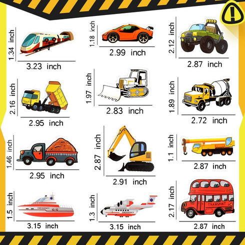 QTL Truck Stickers for Kids, Boys Tractor Stickers for Water Bottles, Easter Basket Stuffers, 50Pcs