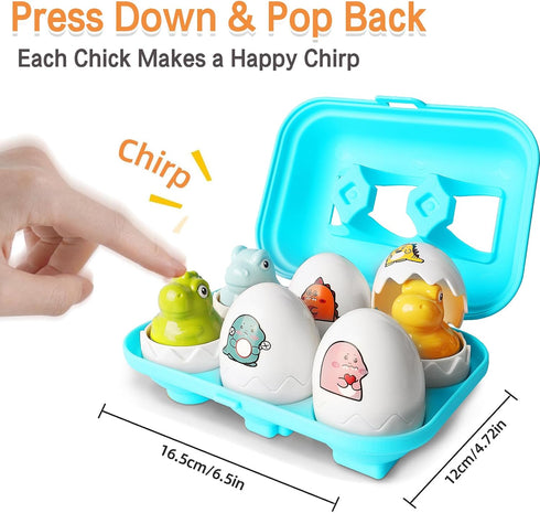 Tinabless Hide & Squeak Dinosaur Eggs, Montessori Sorting & Matching Learning Toys for Toddlers Kids Boys Girls, Easter