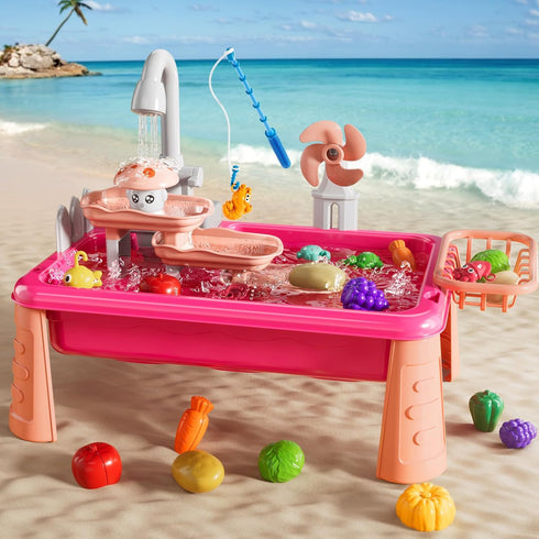 NIPLOOOW 3-5, 4-8, 3 4 5 6 7 8 Kitchen Sink Toys Toddlers Play Sink with with Electric Water Pump, Water Table for Kids