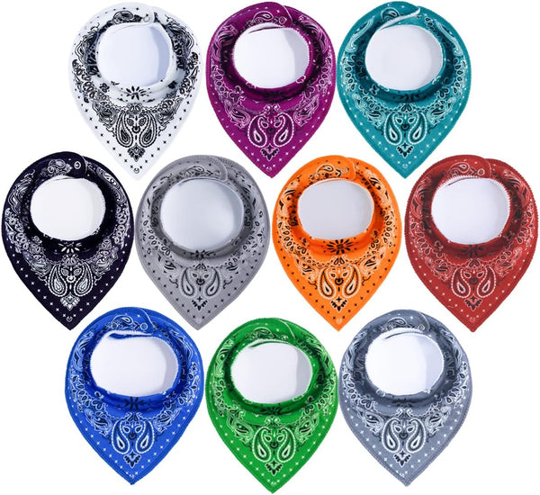 Maiwa 10 Pack Baby Triangle Bandana Bibs for Boys & Girls, for Drool, Teething & Eating