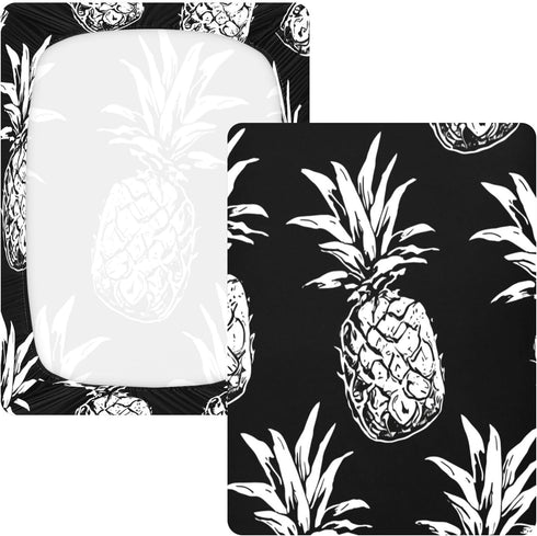 Bseiialft 52 28 White Pineapples Crib Sheets for Boys Girls Soft and Breathable Cotton Baby Sheets for Standard Crib