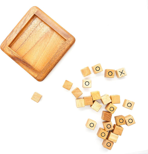 BSIRI Pushing Me Wooden Tic Tac Toe Game - Tabletop Board Game for Farmhouse Decor, Unique Gifts for Adults