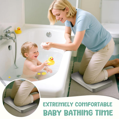 LAUJIA Grey Foldable Baby Bathtub with Cushion & Kneeling Pad, Large Infant Bath Tub with Thermometer & Support Pillow
