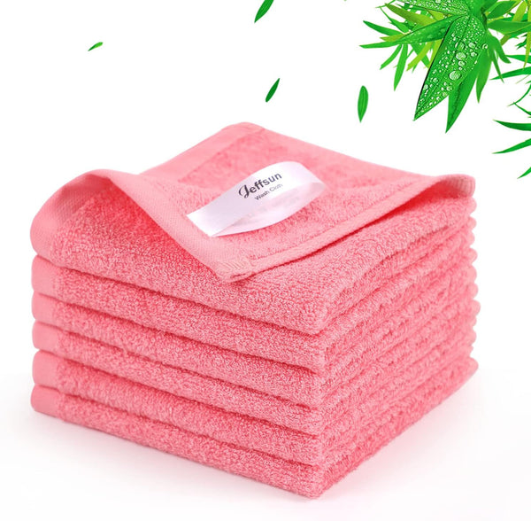 Baby Washcloths 6 Pack, 10x10 inch Heavenly Soft Pink Wash Cloths for